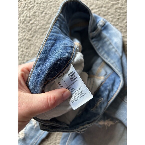 American Eagle Blue Distressed Next Level Stretch Tomgirl Jeans Women’s 0 - Picture 6 of 6